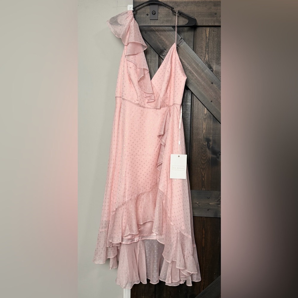 Mac Duggal Pink Ruffle High Low Dress Size 16 cocktail Wedding Guest - Picture 3 of 6